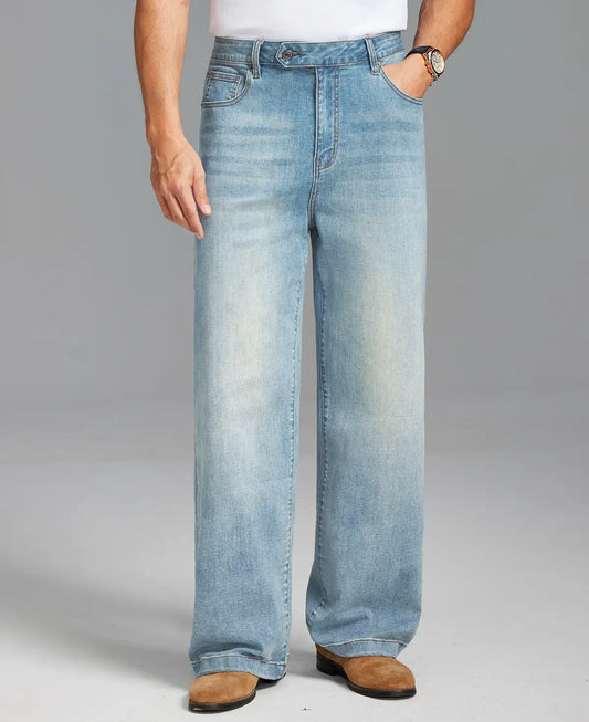 Mens Wide Leg Jeans — Sword Tab & Inner Drawstring