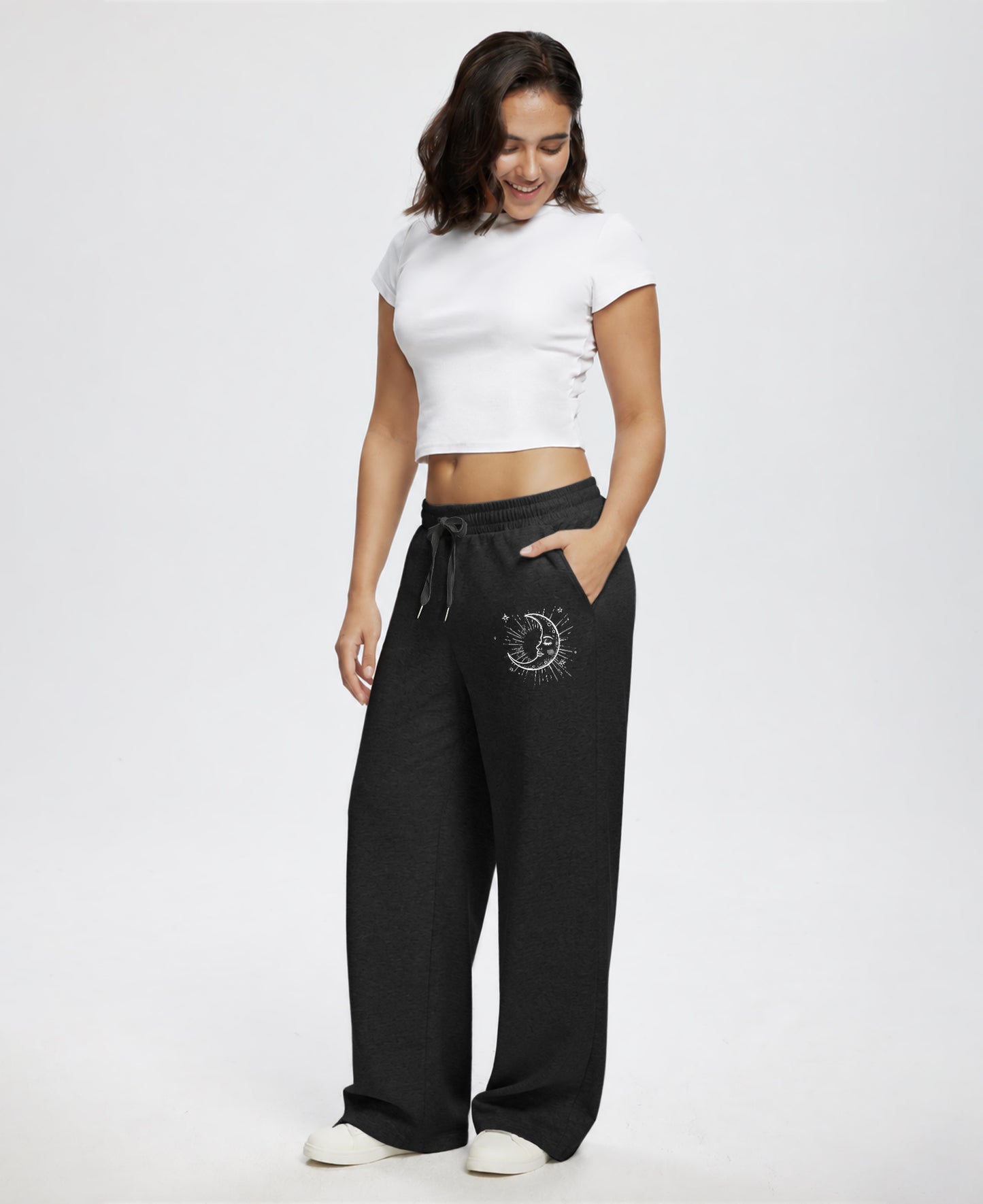 Unisex Baggy Sweatpants Sun Moon Print Couples Joggers