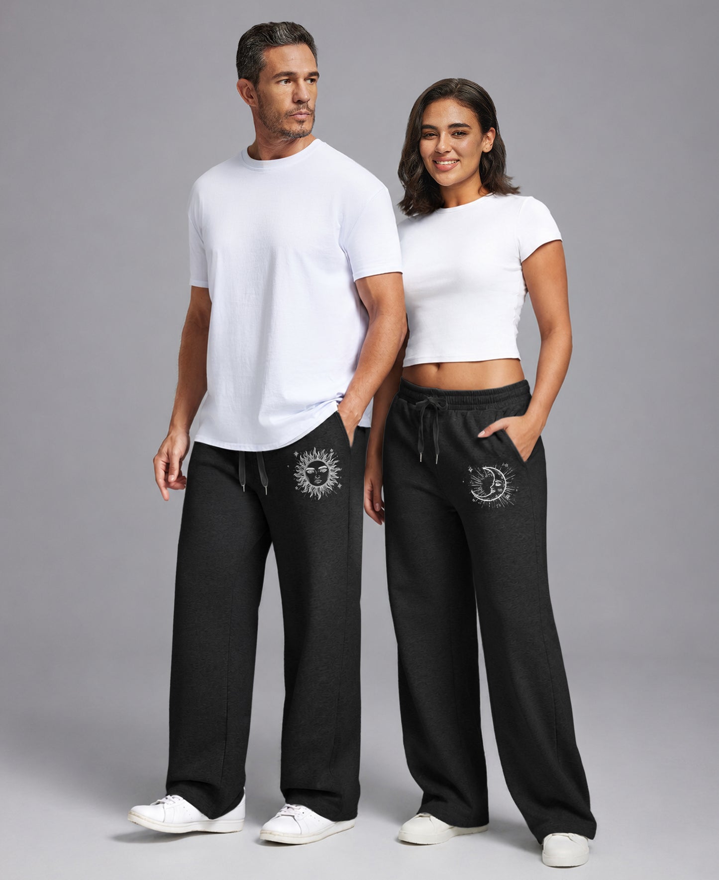Unisex Baggy Sweatpants Sun Moon Print Couples Joggers