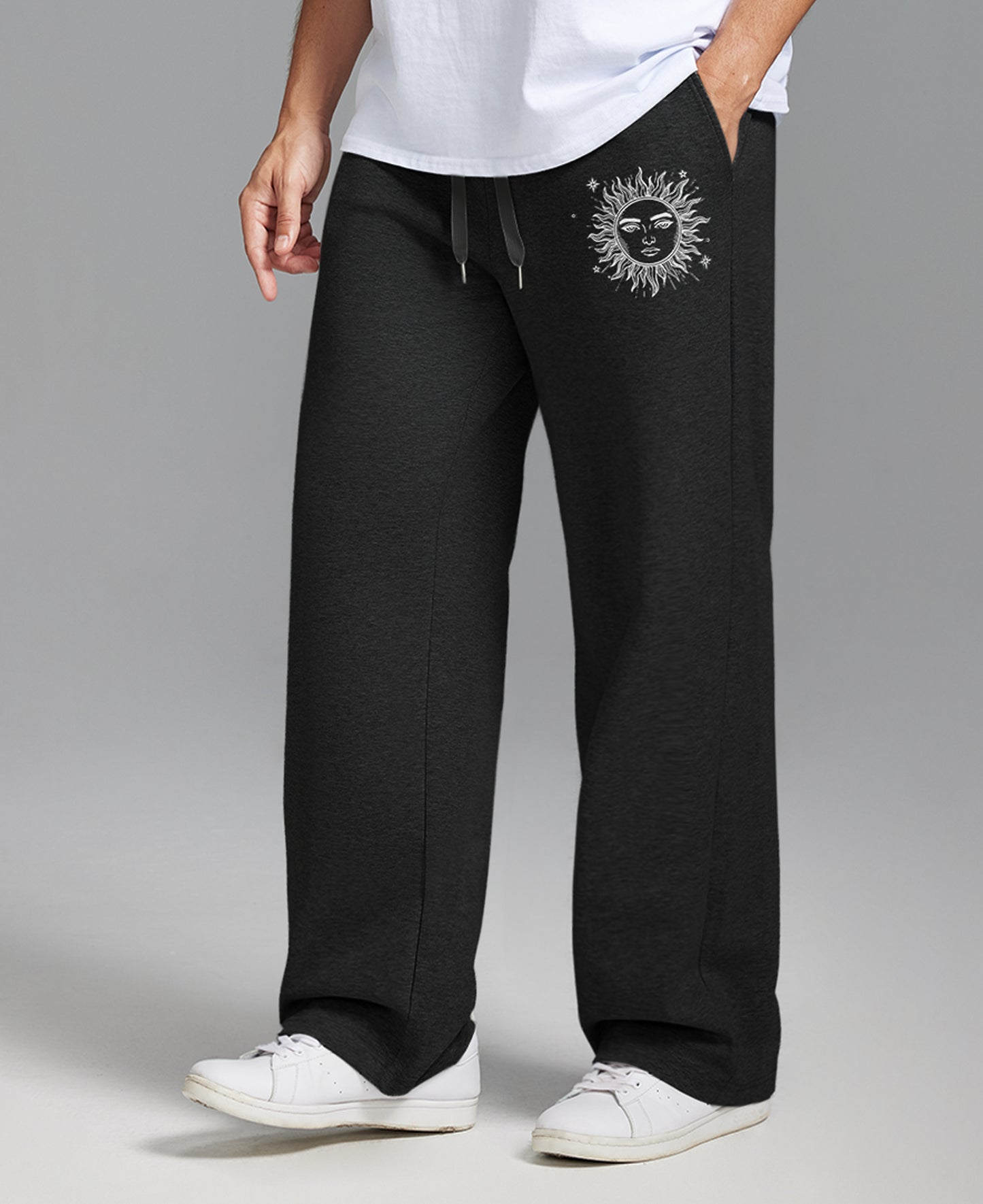 Unisex Baggy Sweatpants Sun Moon Print Couples Joggers