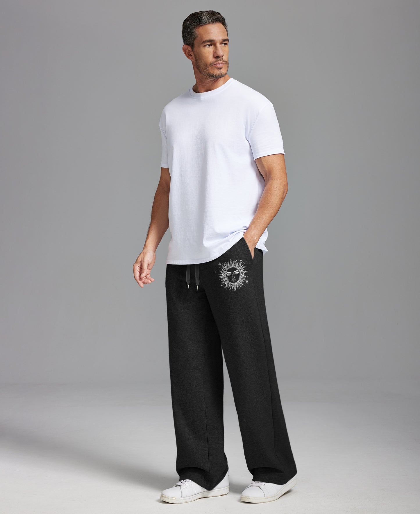 Unisex Baggy Sweatpants Sun Moon Print Couples Joggers