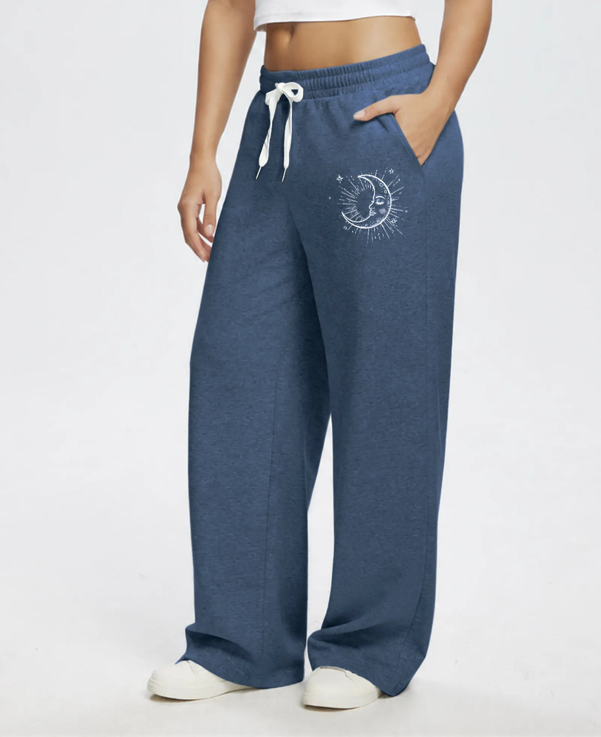Unisex Baggy Sweatpants Sun Moon Print Couples Joggers