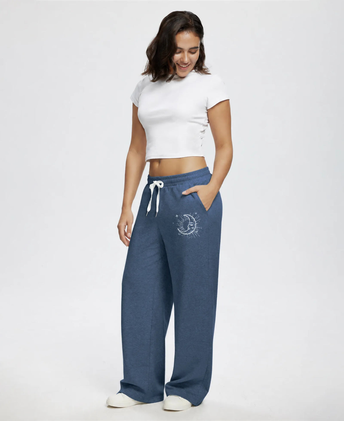 Unisex Baggy Sweatpants Sun Moon Print Couples Joggers