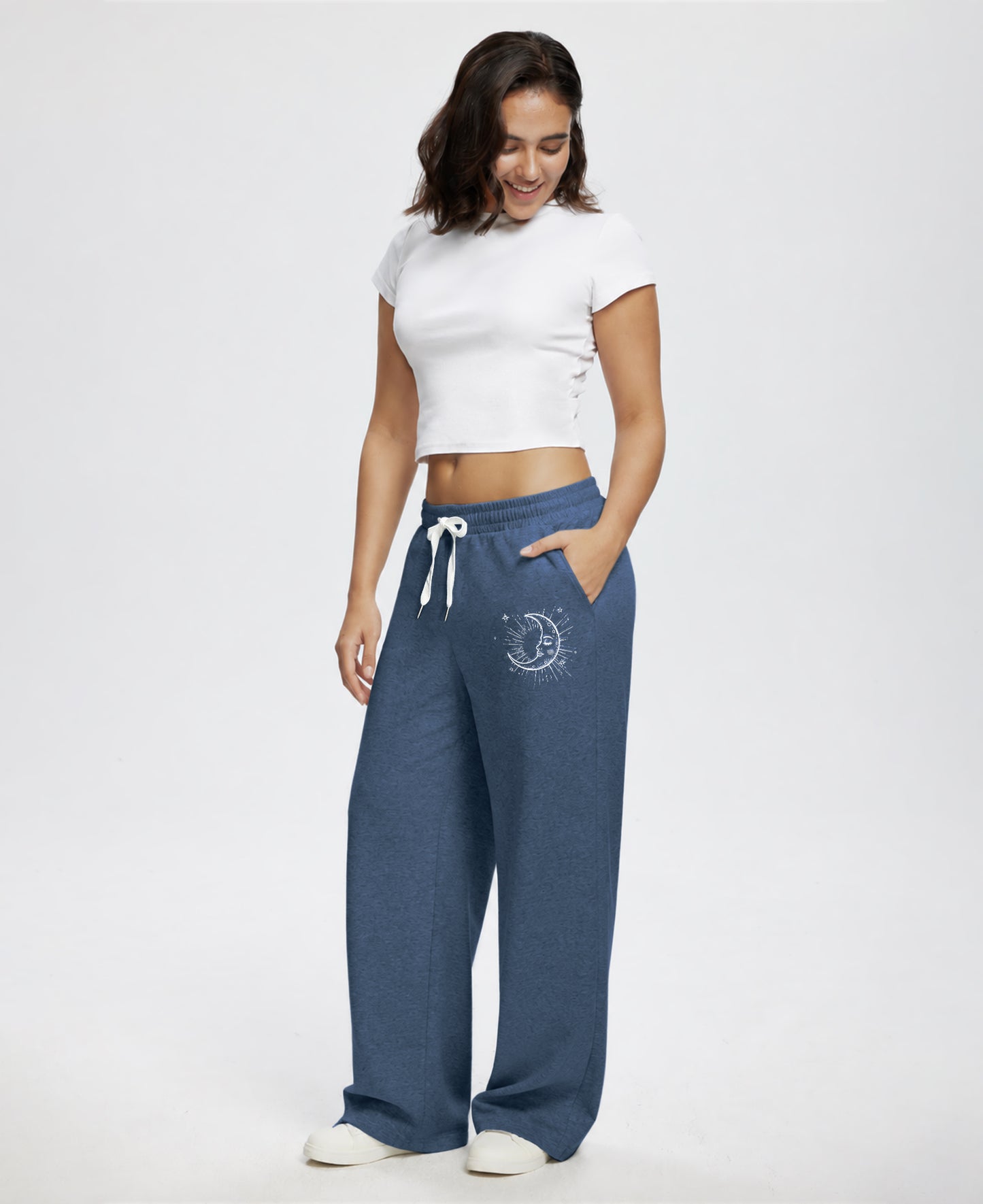 Unisex Baggy Sweatpants Sun Moon Print Couples Joggers