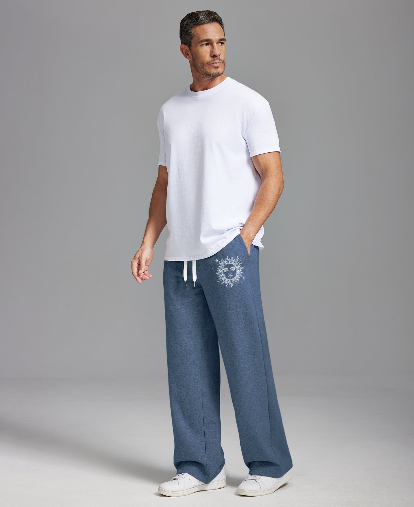 Unisex Baggy Sweatpants Sun Moon Print Couples Joggers