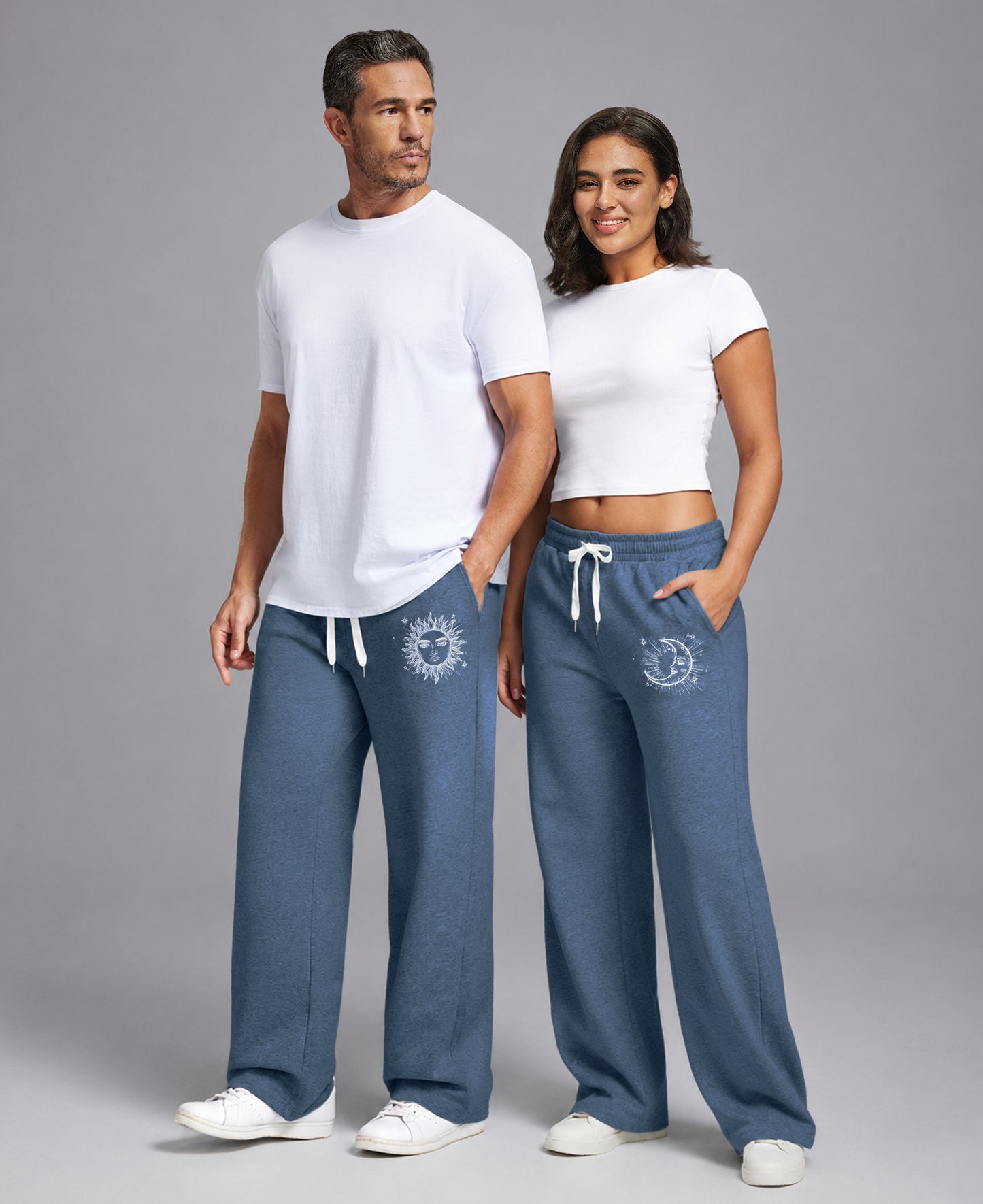 Unisex Baggy Sweatpants Sun Moon Print Couples Joggers