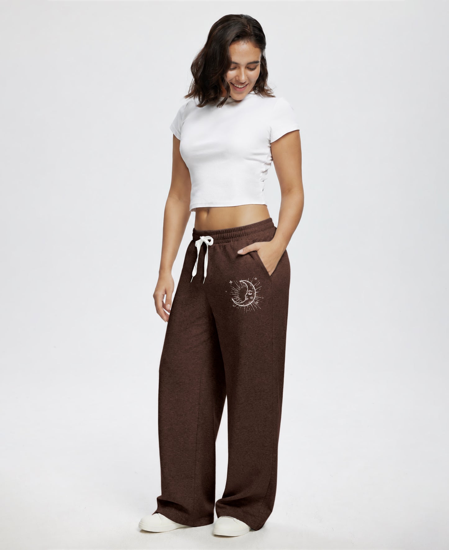Unisex Baggy Sweatpants Sun Moon Print Couples Joggers