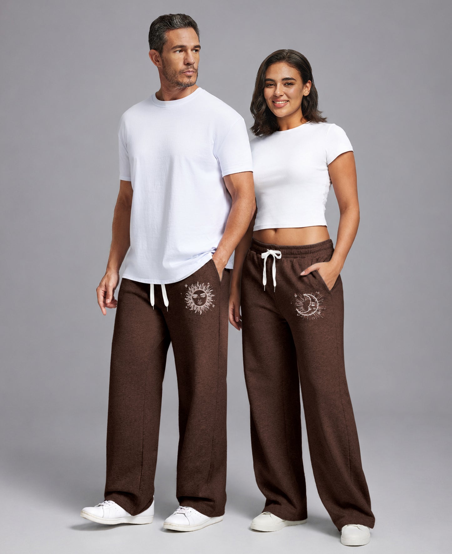 Unisex Baggy Sweatpants Sun Moon Print Couples Joggers