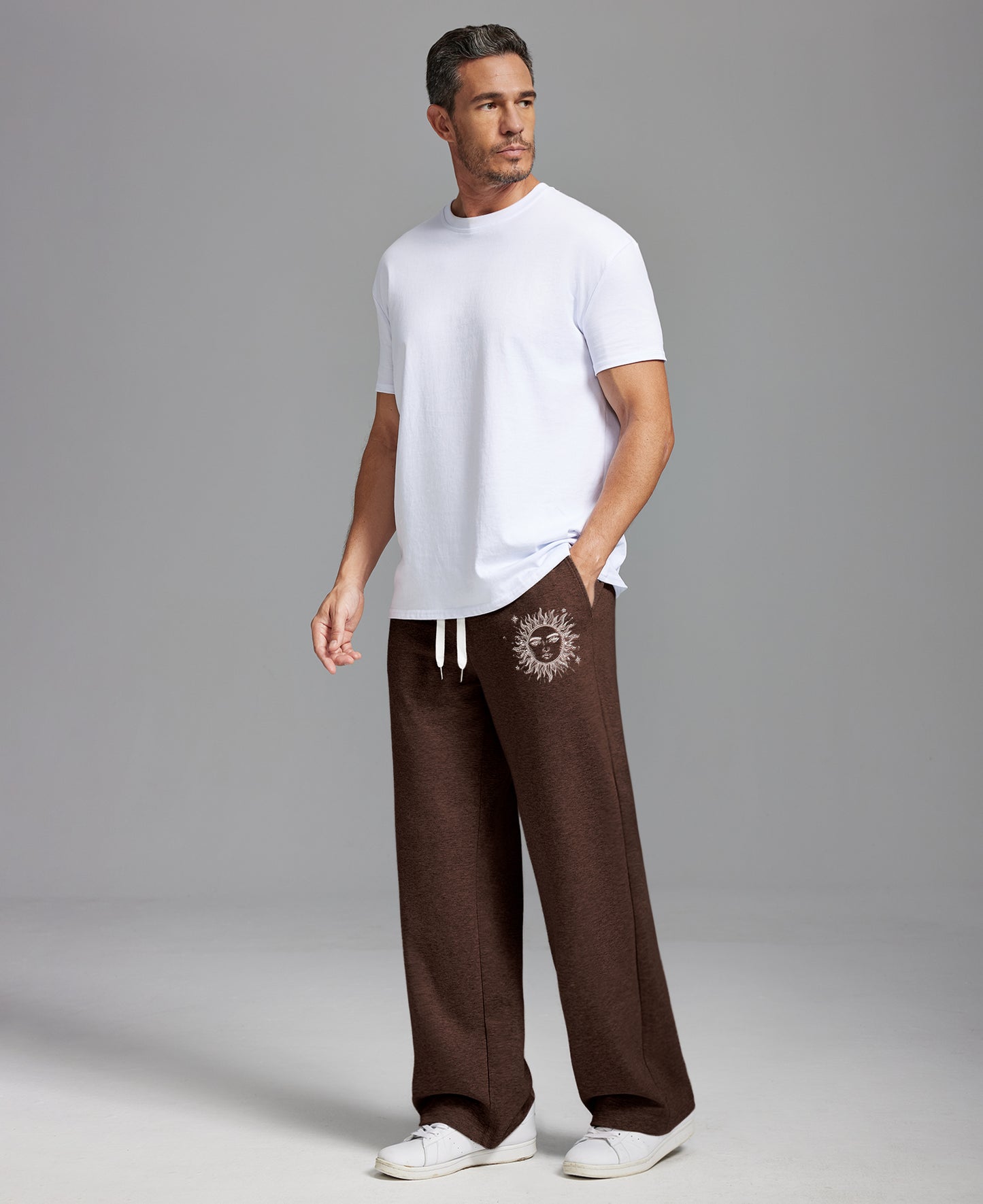 Unisex Baggy Sweatpants Sun Moon Print Couples Joggers