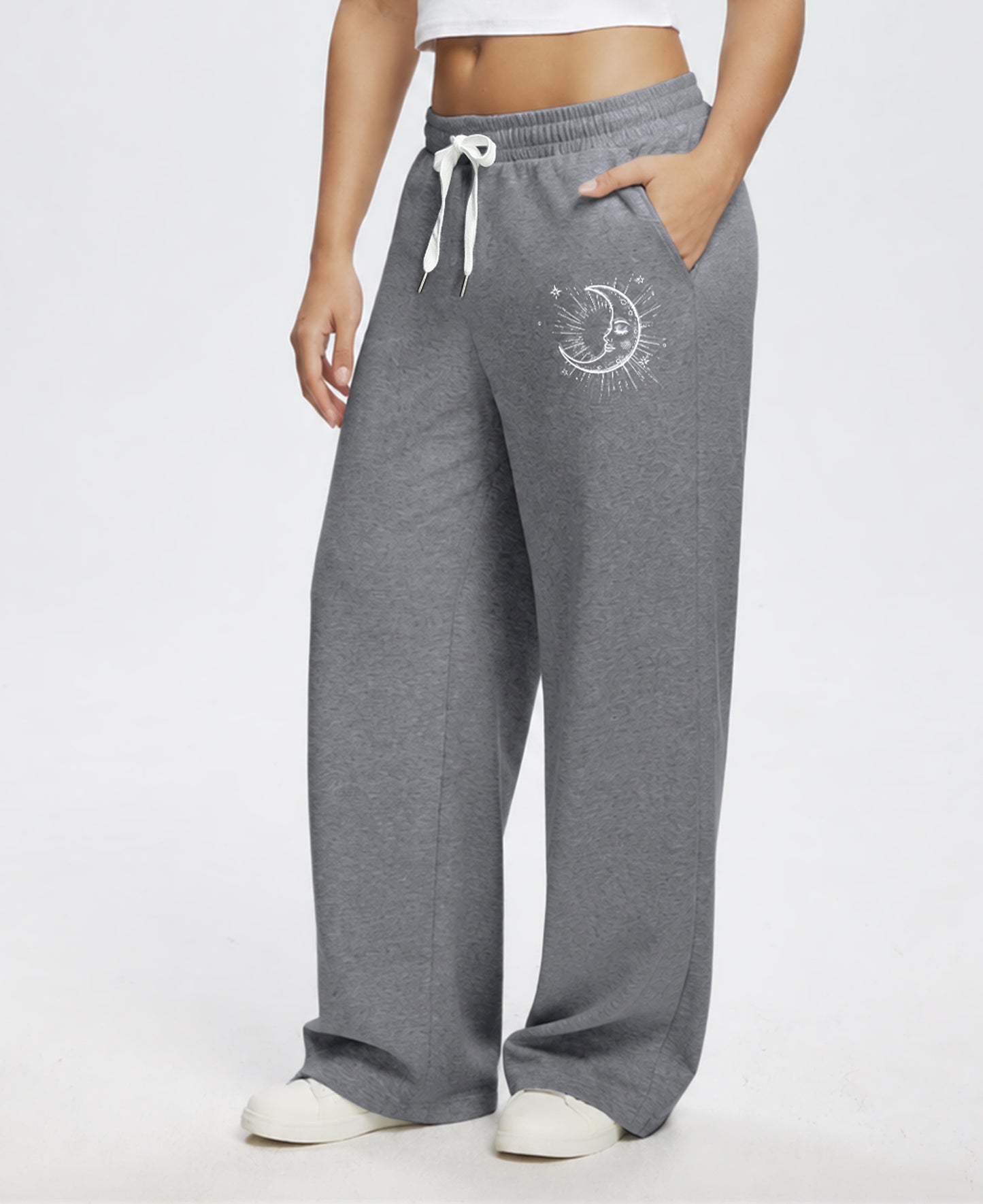 Unisex Baggy Sweatpants Sun Moon Print Couples Joggers
