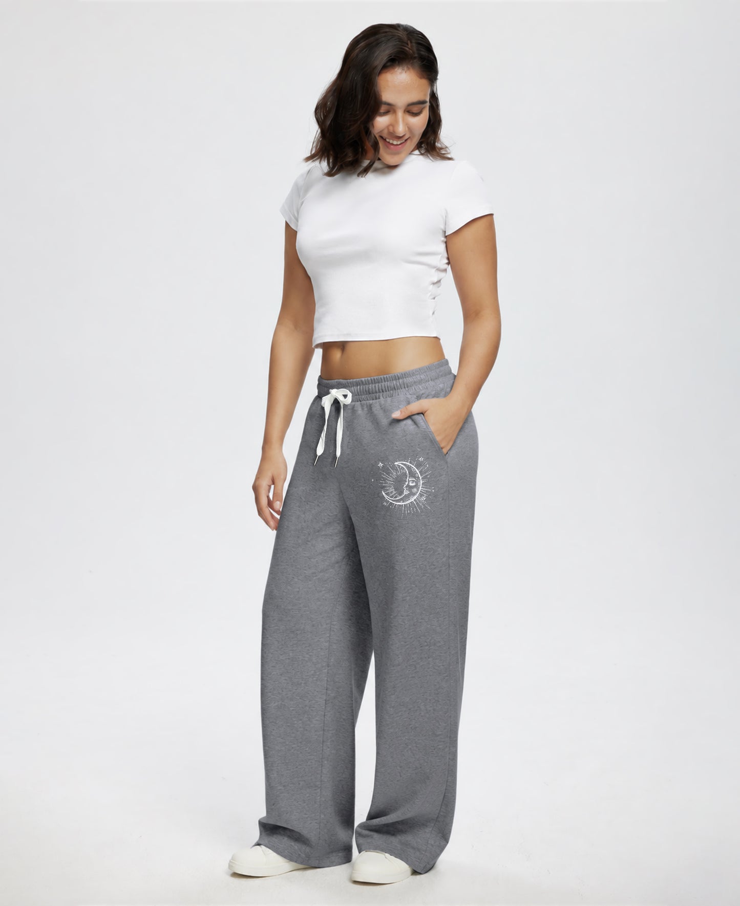 Unisex Baggy Sweatpants Sun Moon Print Couples Joggers