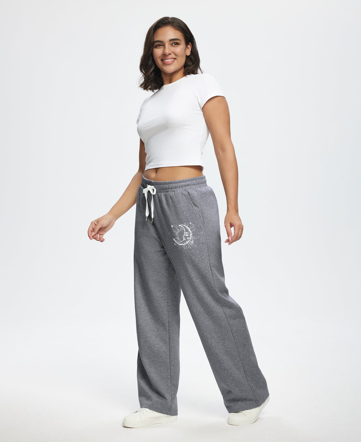 Unisex Baggy Sweatpants Sun Moon Print Couples Joggers
