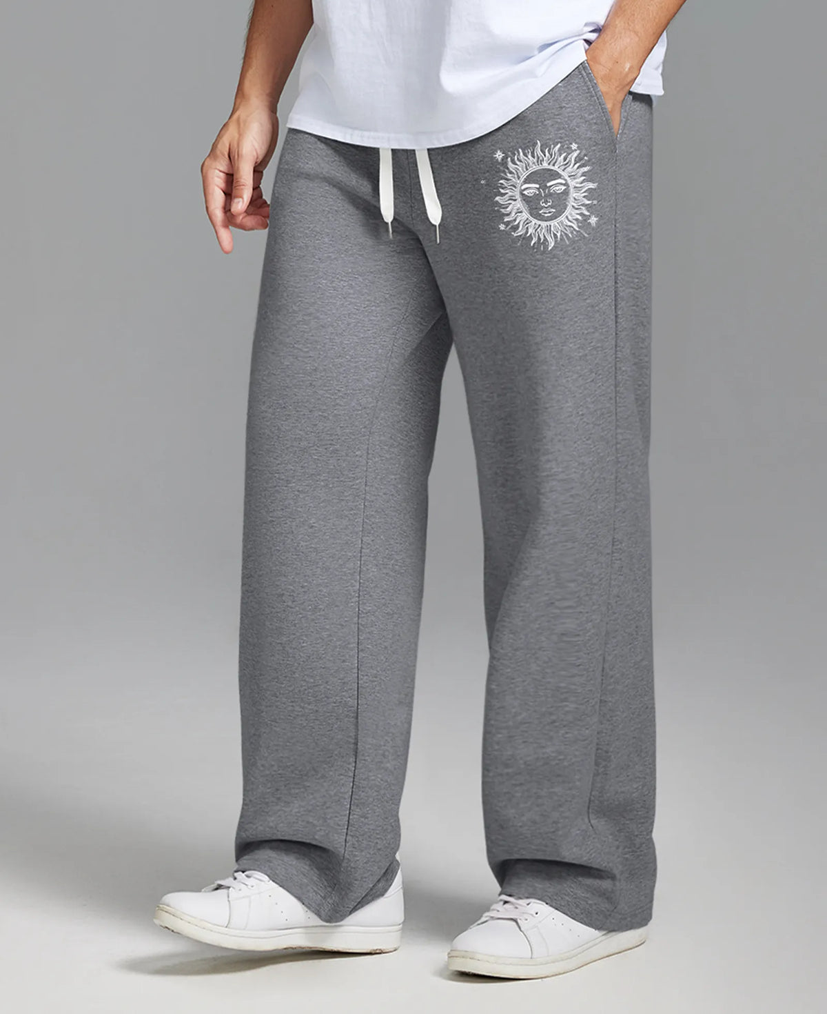Unisex Baggy Sweatpants Sun Moon Print Couples Joggers