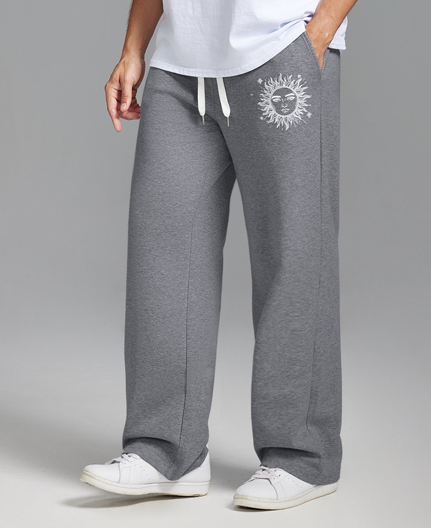 Unisex Baggy Sweatpants Sun Moon Print Couples Joggers