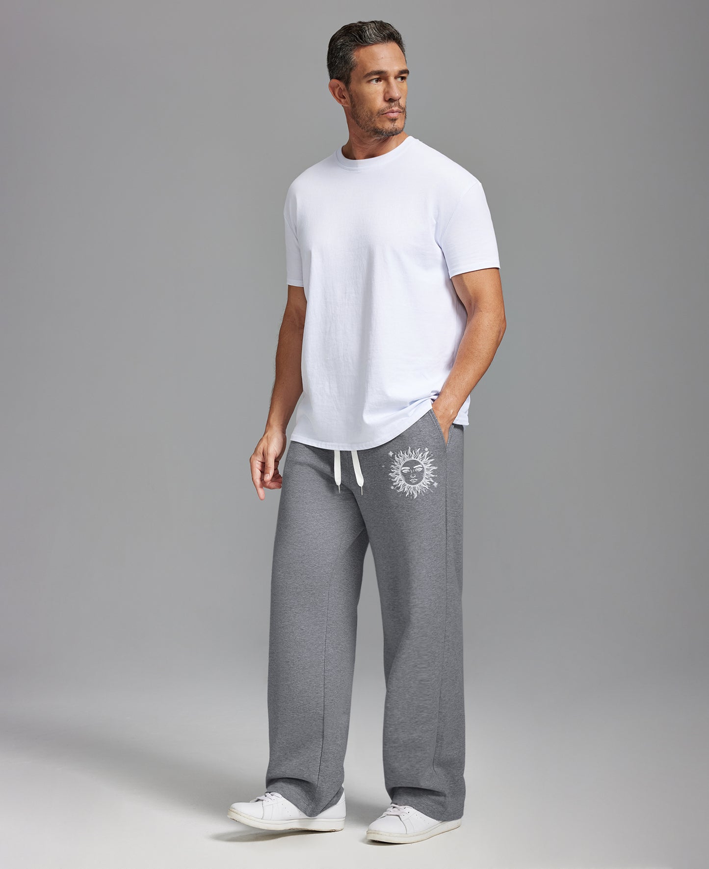 Unisex Baggy Sweatpants Sun Moon Print Couples Joggers