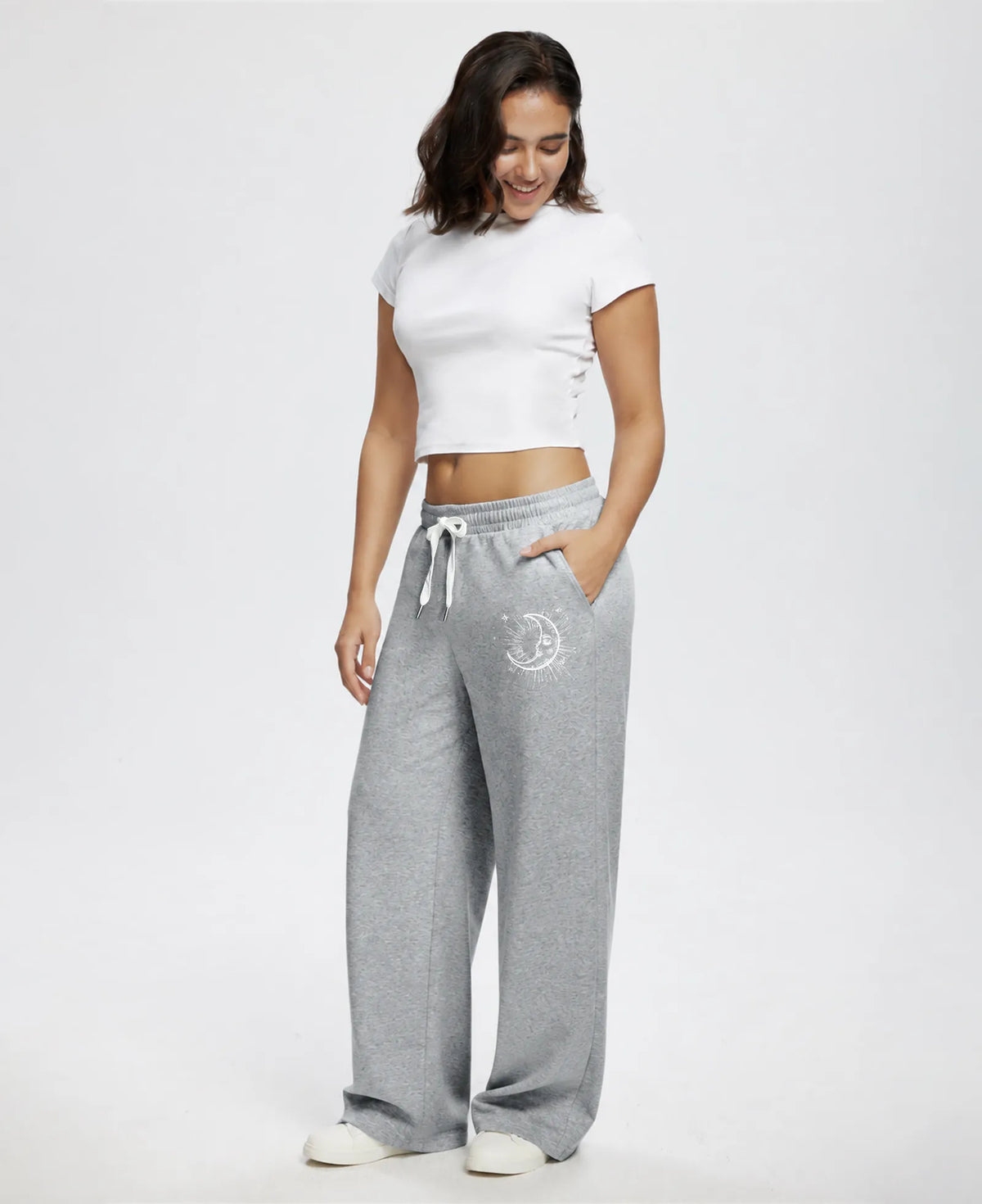 Unisex Baggy Sweatpants Sun Moon Print Couples Joggers