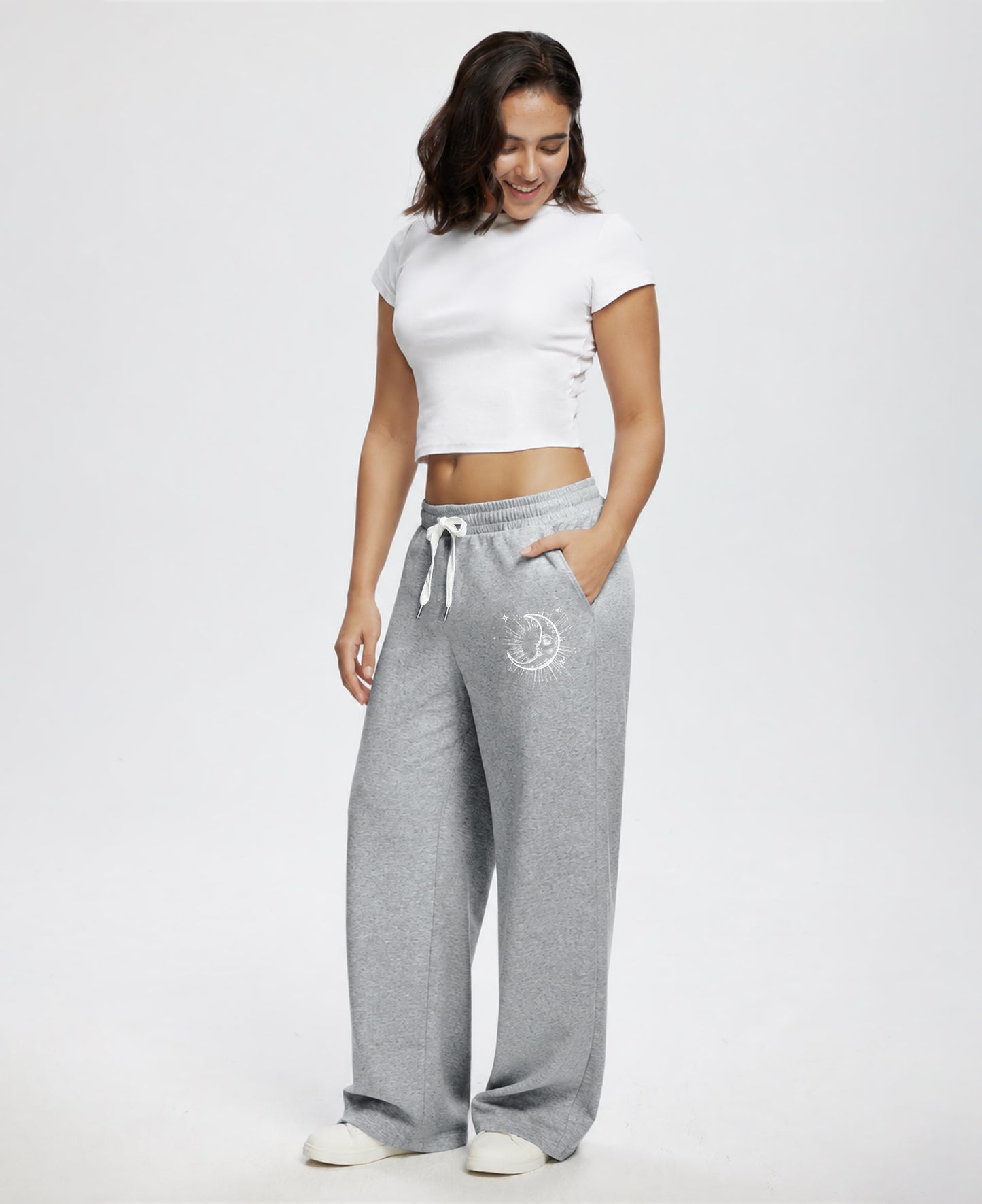 Unisex Baggy Sweatpants Sun Moon Print Couples Joggers