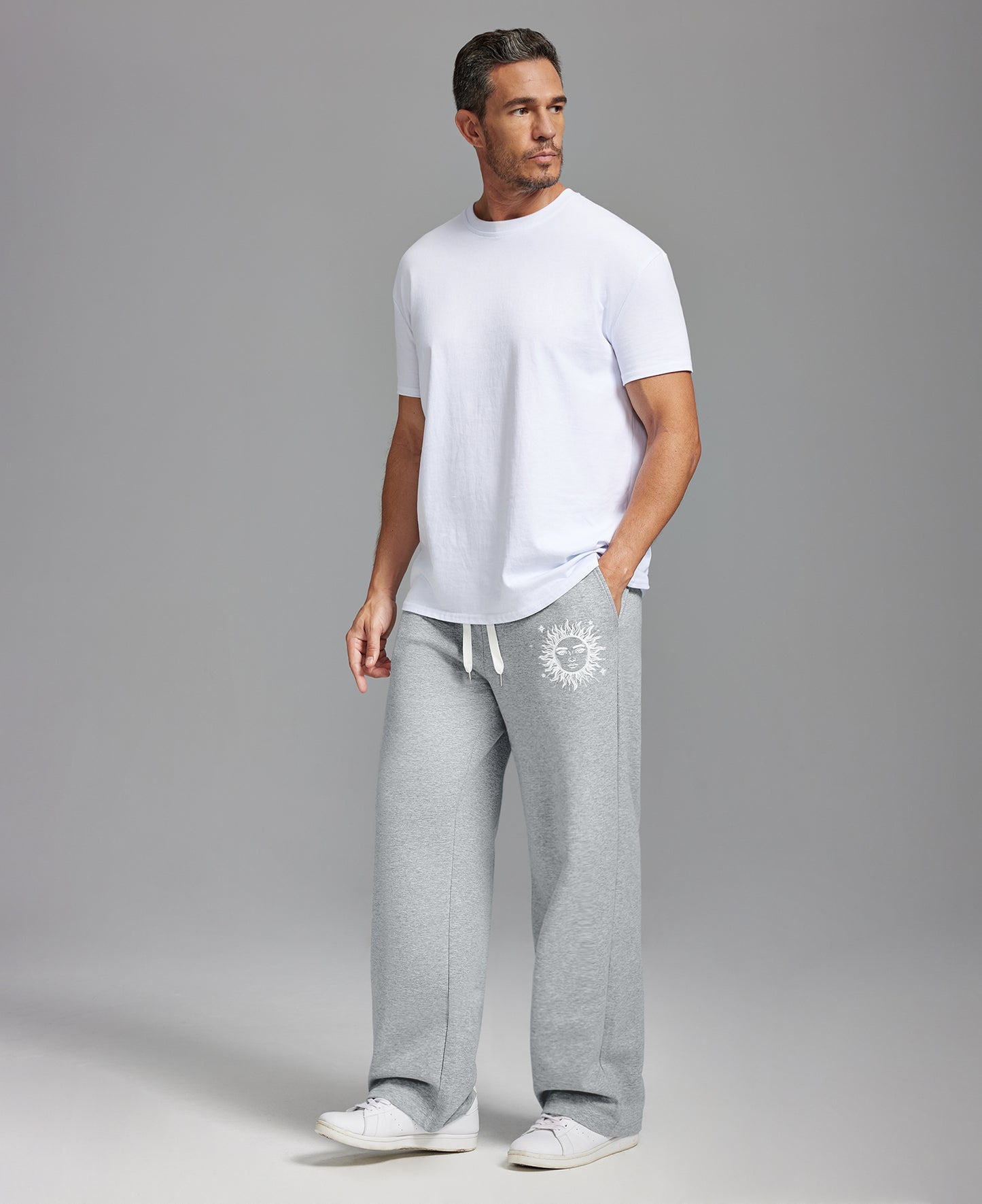 Unisex Baggy Sweatpants Sun Moon Print Couples Joggers
