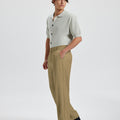 Mens Wide Leg Linen Pants – Classic Button & Inner Drawstring