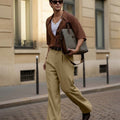 Mens Wide Leg Linen Pants – Classic Button & Inner Drawstring