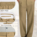 Mens Wide Leg Linen Pants – Classic Button & Inner Drawstring