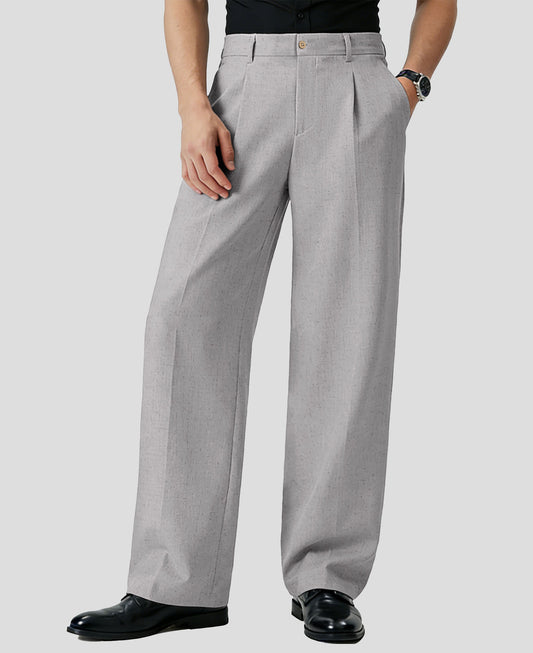 Mens Wide Leg Linen Pants – Classic Button & Inner Drawstring