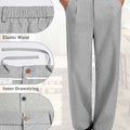 Mens Wide Leg Linen Pants – Classic Button & Inner Drawstring