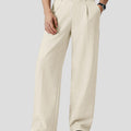 Mens Wide Leg Linen Pants – Classic Button & Inner Drawstring