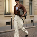 Mens Wide Leg Linen Pants – Classic Button & Inner Drawstring