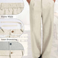 Mens Wide Leg Linen Pants – Classic Button & Inner Drawstring