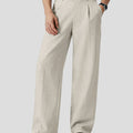 Mens Wide Leg Linen Pants – Classic Button & Inner Drawstring