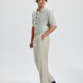 Mens Wide Leg Linen Pants – Classic Button & Inner Drawstring