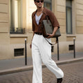 Mens Wide Leg Linen Pants – Classic Button & Inner Drawstring