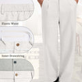 Mens Wide Leg Linen Pants – Classic Button & Inner Drawstring