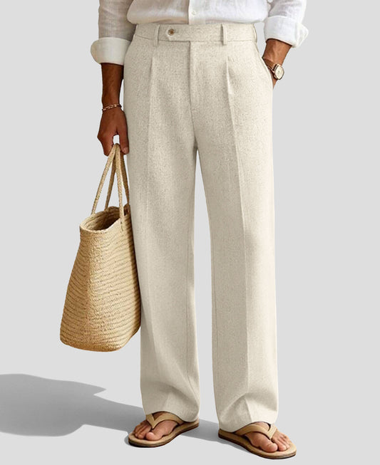 Mens Wide Leg Linen Pants – Extended Tab & Inner Drawstring