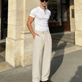 Mens Wide Leg Linen Pants – Extended Tab & Inner Drawstring
