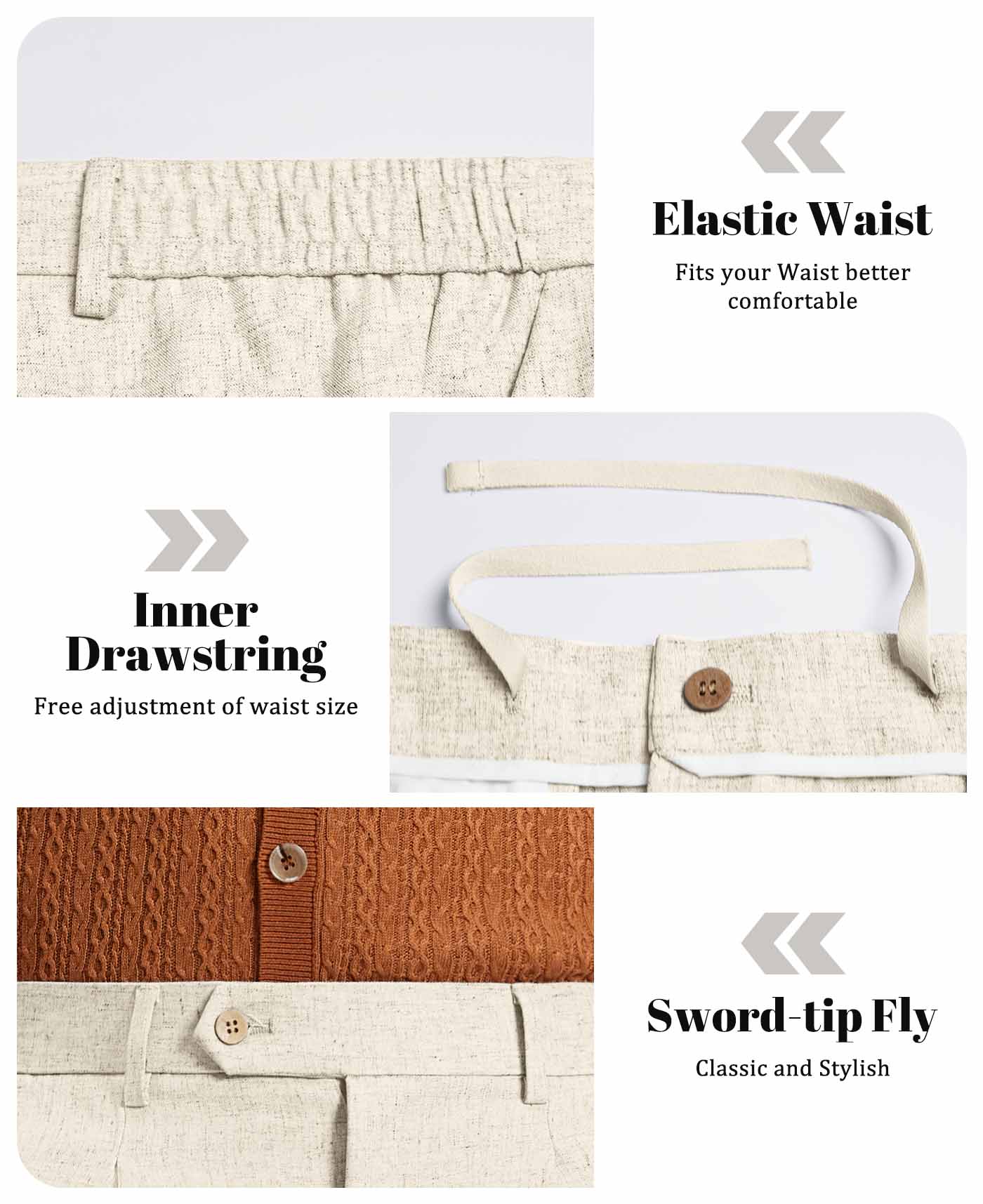 Mens Wide Leg Linen Pants – Extended Tab & Inner Drawstring