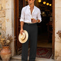 Mens Wide Leg Linen Pants – Extended Tab & Inner Drawstring