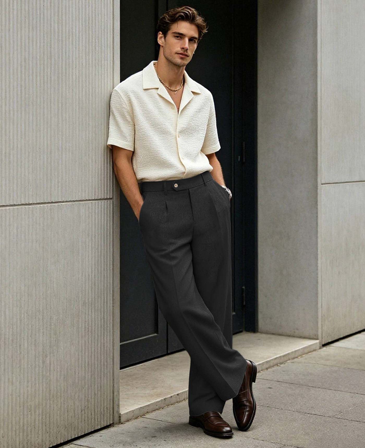 Mens Wide Leg Linen Pants – Extended Tab & Inner Drawstring