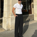 Mens Wide Leg Linen Pants – Extended Tab & Inner Drawstring