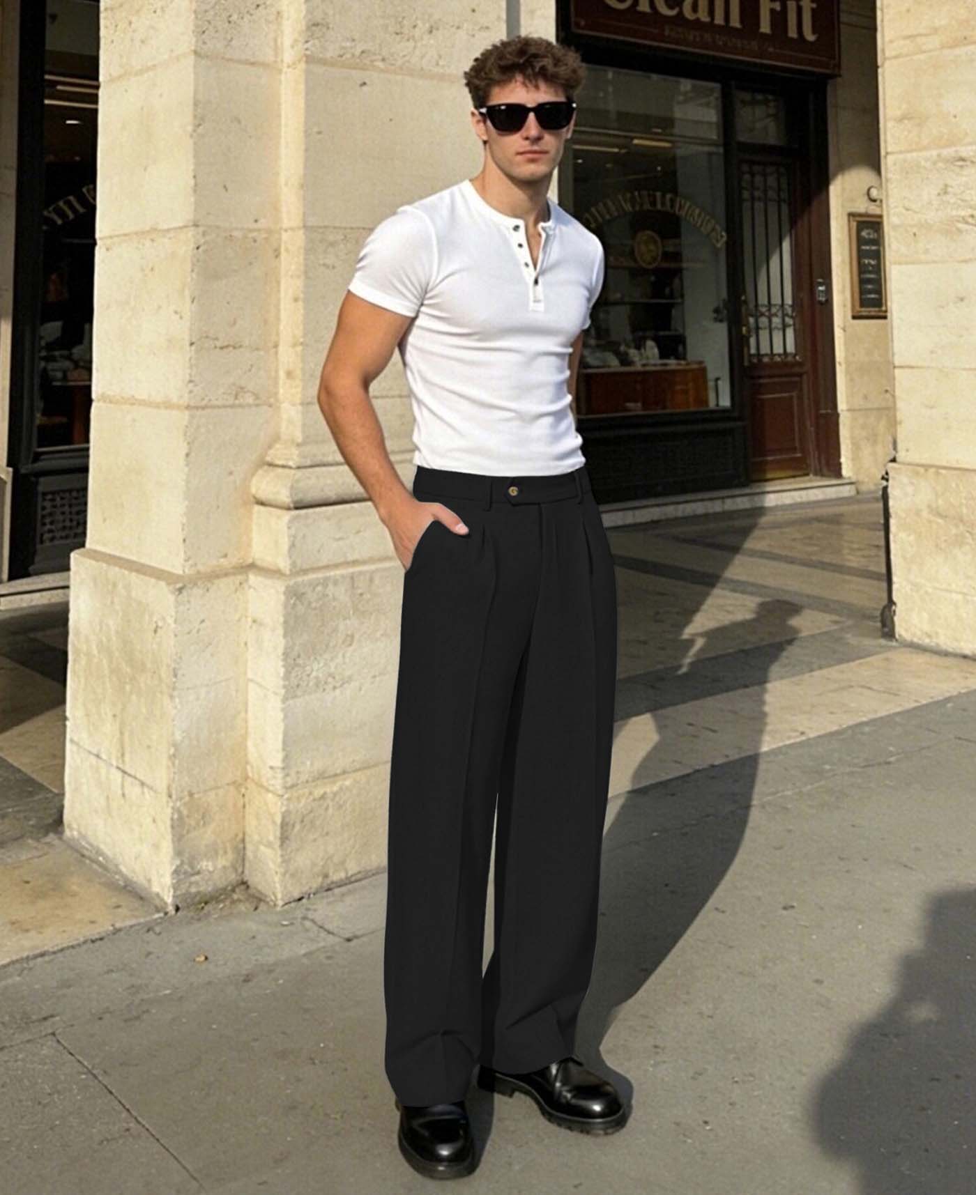 Mens Wide Leg Linen Pants – Extended Tab & Inner Drawstring