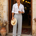 Mens Wide Leg Linen Pants – Extended Tab & Inner Drawstring