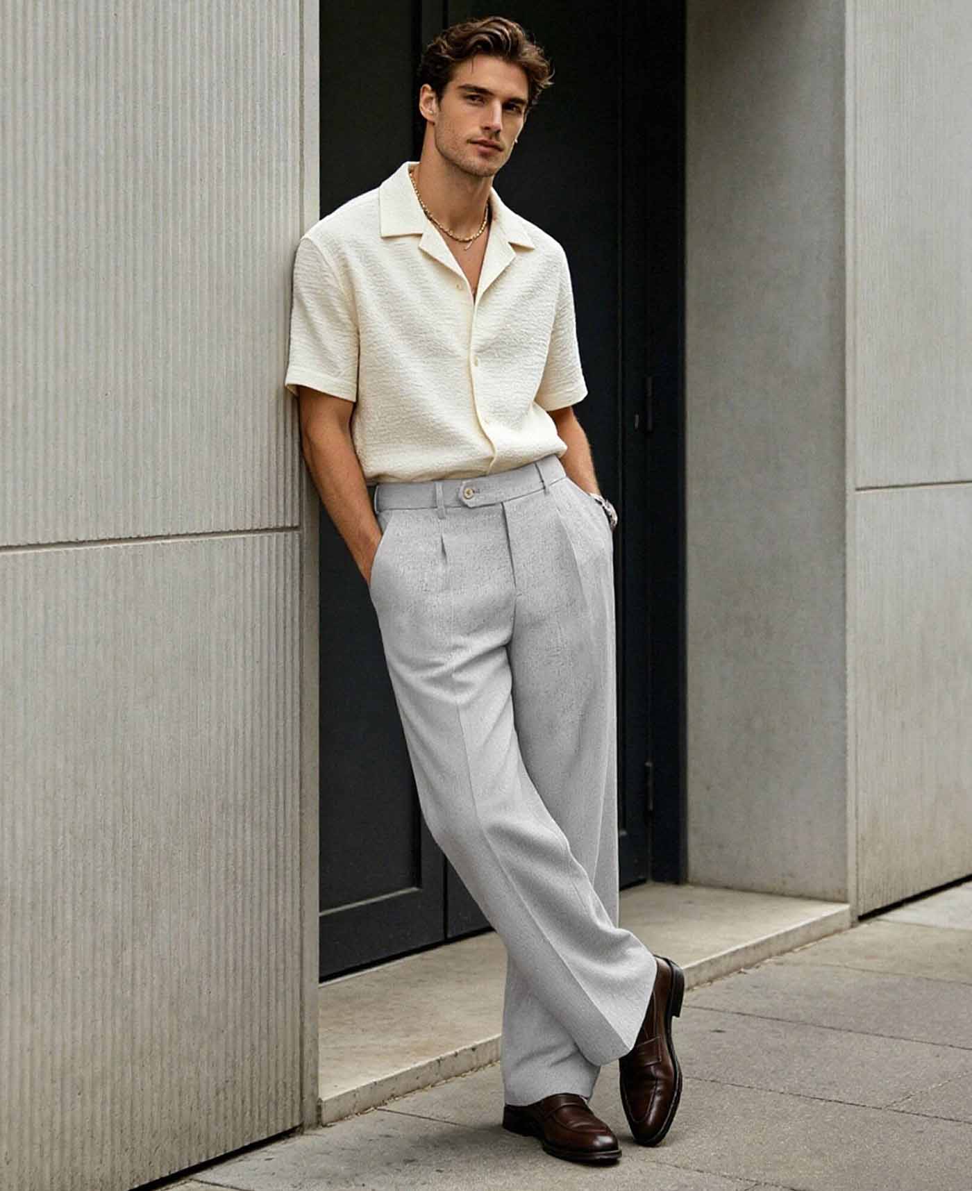 Mens Wide Leg Linen Pants – Extended Tab & Inner Drawstring