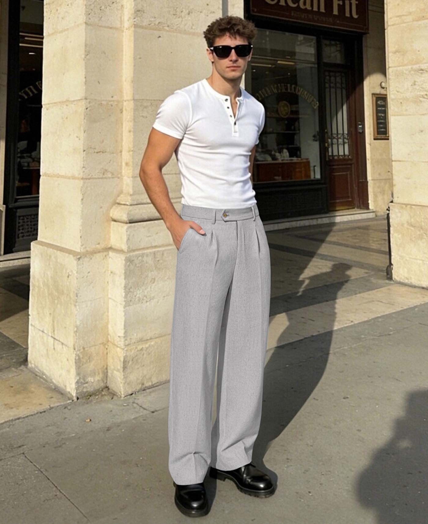 Mens Wide Leg Linen Pants – Extended Tab & Inner Drawstring