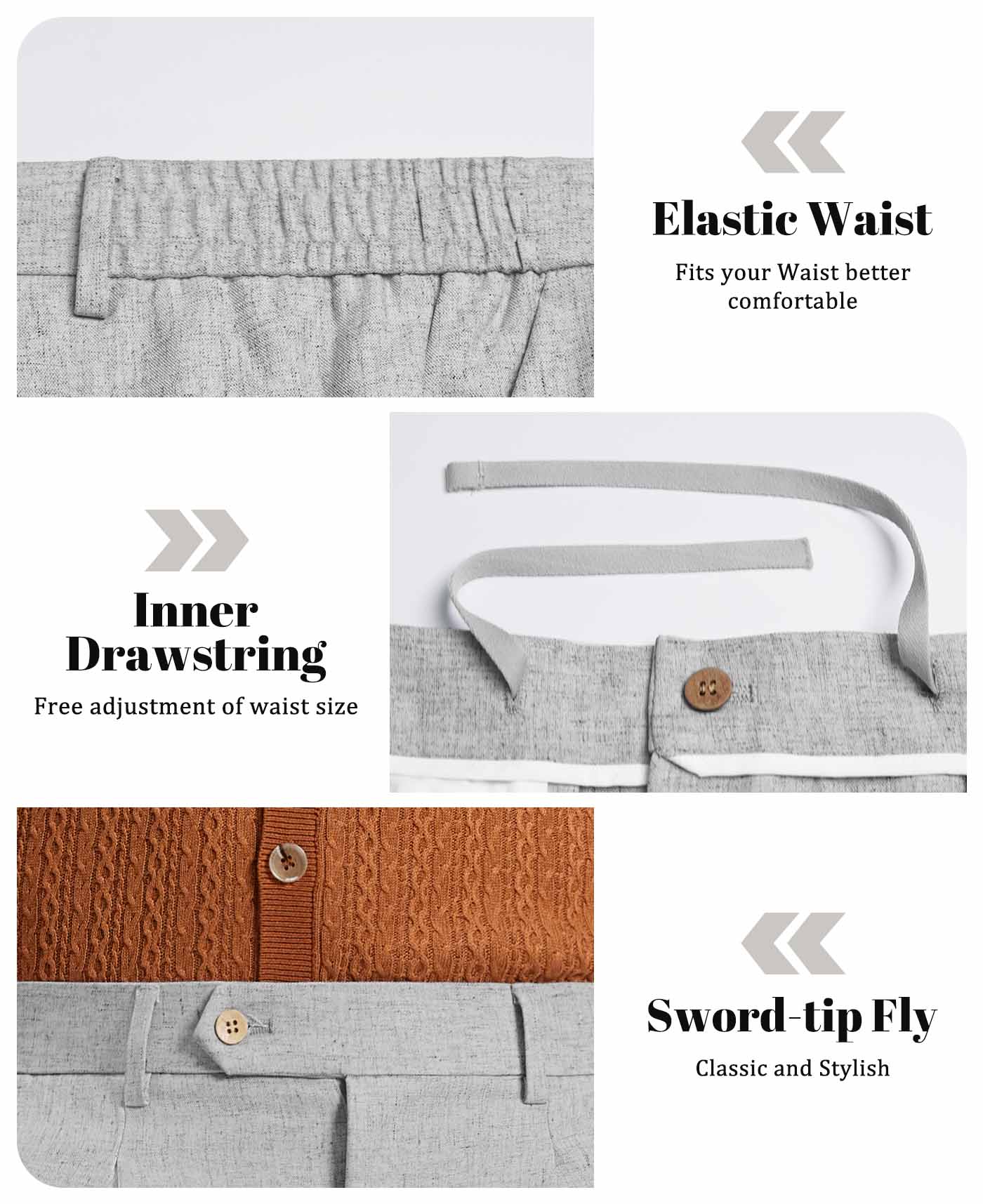 Mens Wide Leg Linen Pants – Extended Tab & Inner Drawstring