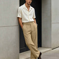 Mens Wide Leg Linen Pants – Extended Tab & Inner Drawstring