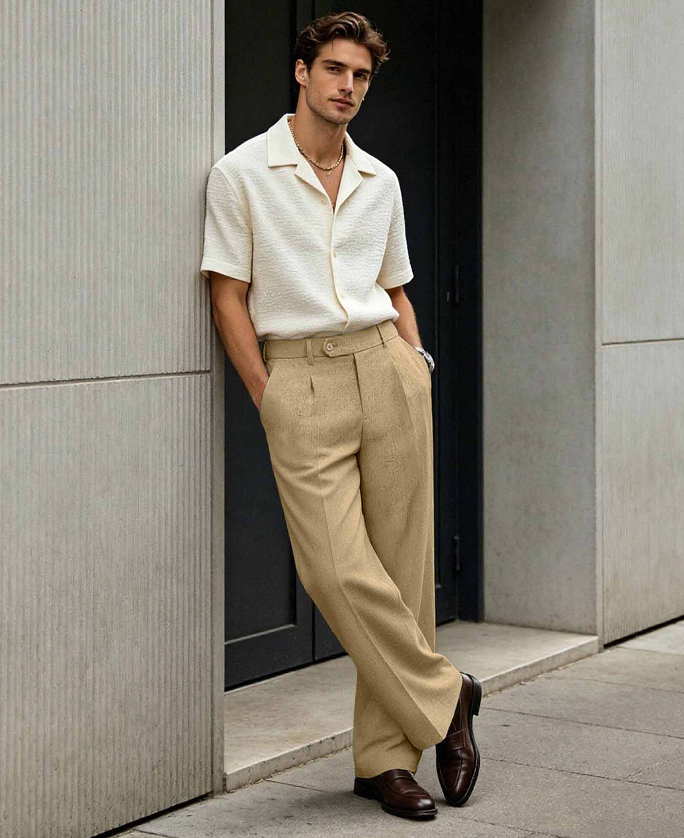 Mens Wide Leg Linen Pants – Extended Tab & Inner Drawstring