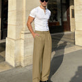 Mens Wide Leg Linen Pants – Extended Tab & Inner Drawstring