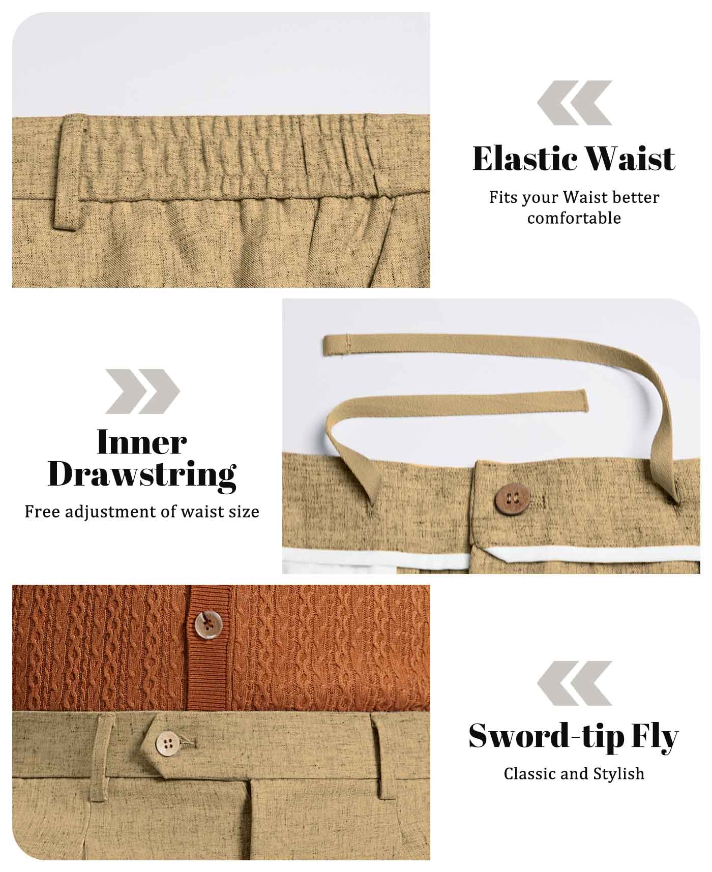 Mens Wide Leg Linen Pants – Extended Tab & Inner Drawstring