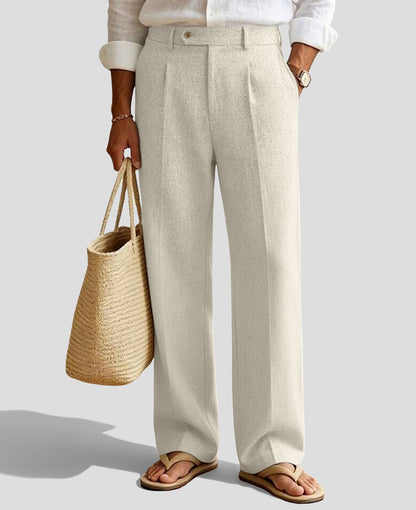 Mens Wide Leg Linen Pants – Extended Tab & Inner Drawstring